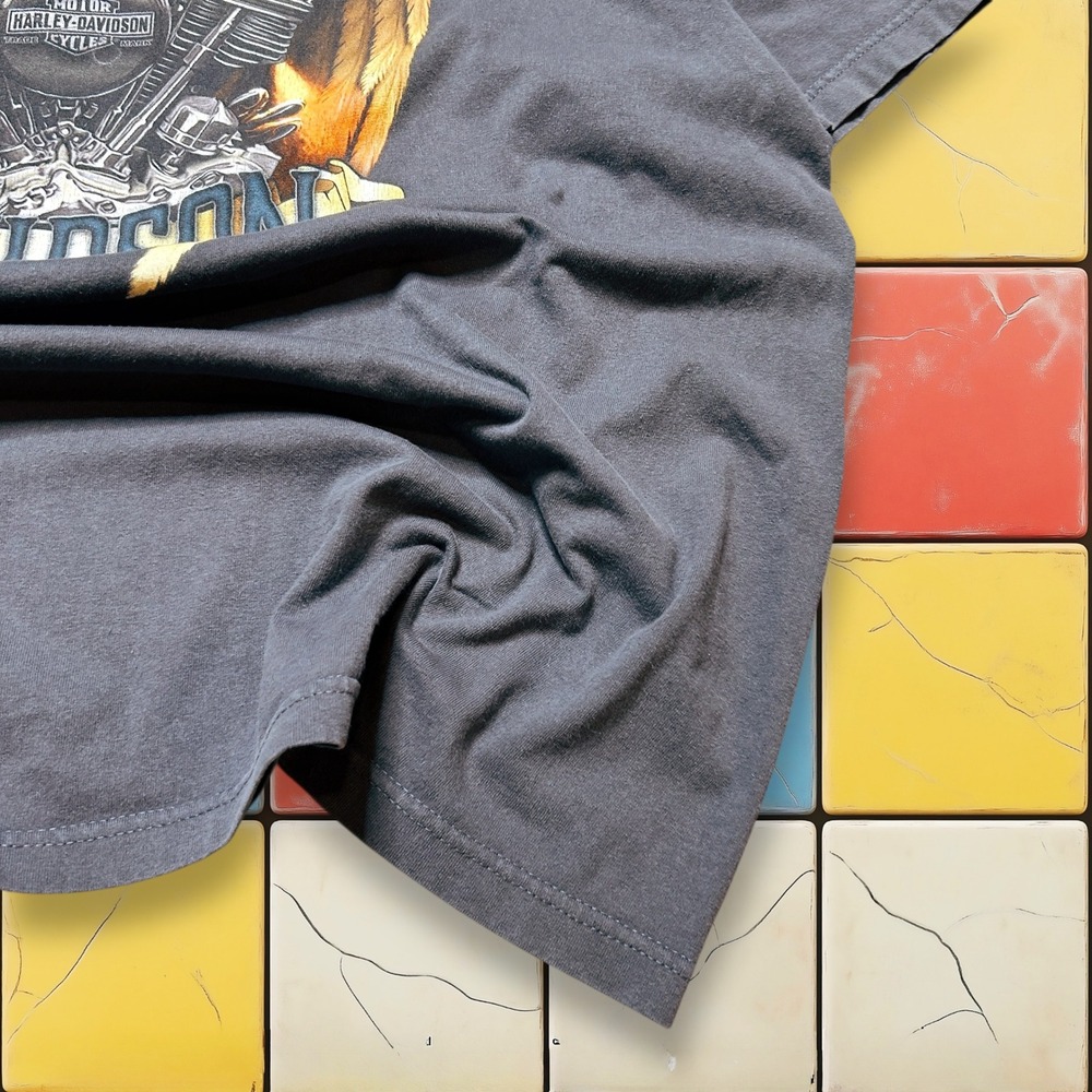 VTG Harley Davidson V-Twin Flame Shirt Y2K Men Gray 3XL‎ Eagle Biker Grunge Tee - Picture 8 of 14